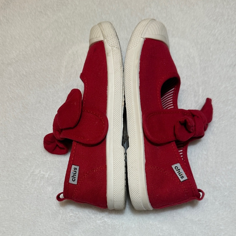 EUC Chus Red Canvas Mary Jane Shoes size 32 13.5 - Picture 3 of 5